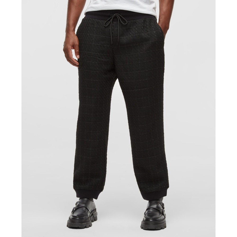 Mode of One Mens Tapered Tweed Jogger Pants Deep Black 100199584MN Small NWT